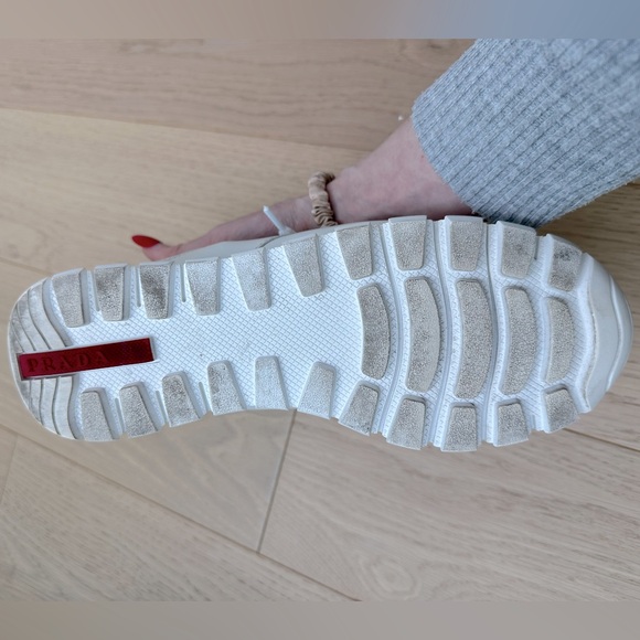 Prada White Leather Running Shoes - Picture 4 of 5